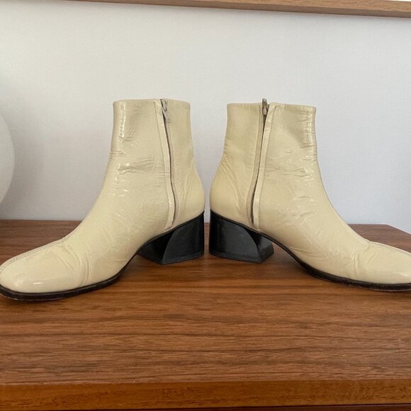 No 6 Store Cream Patent Leather Heeled Boots Sz 7 - Picture 3 of 8